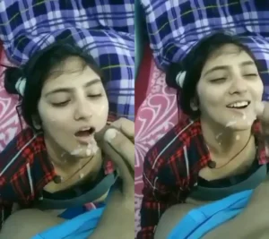 Desi Girlfriend Cum on Her Face with Hindi Dirty Talking