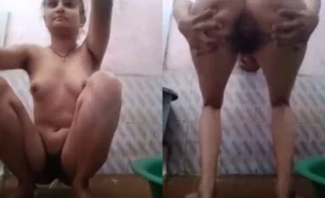 Desi Wife Showing Her Hairy Pussy from Bathroom
