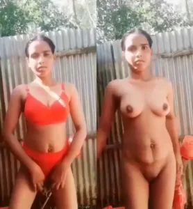 Married Village Bhabhi Making Her Nude Video after Bath