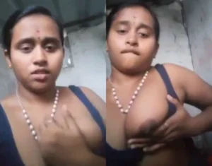 Tamil Wife Playing with Her Desi Boobs